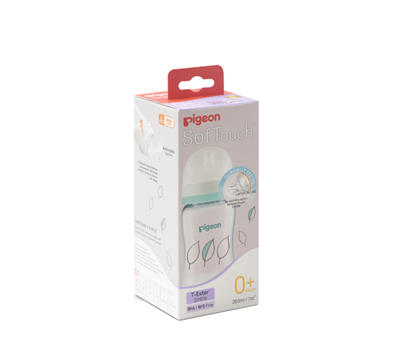PIGEON Softouch Wide Neck Feeder T-Ester 200ml Leaf