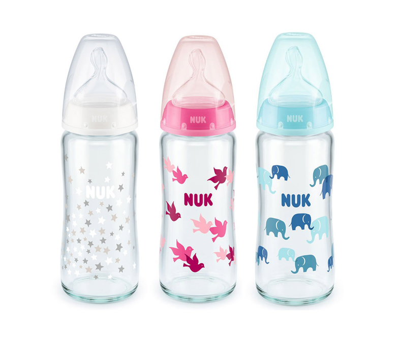 NUK FC Bottle Temperature Control Silicone Glass  0-6m 240 ml