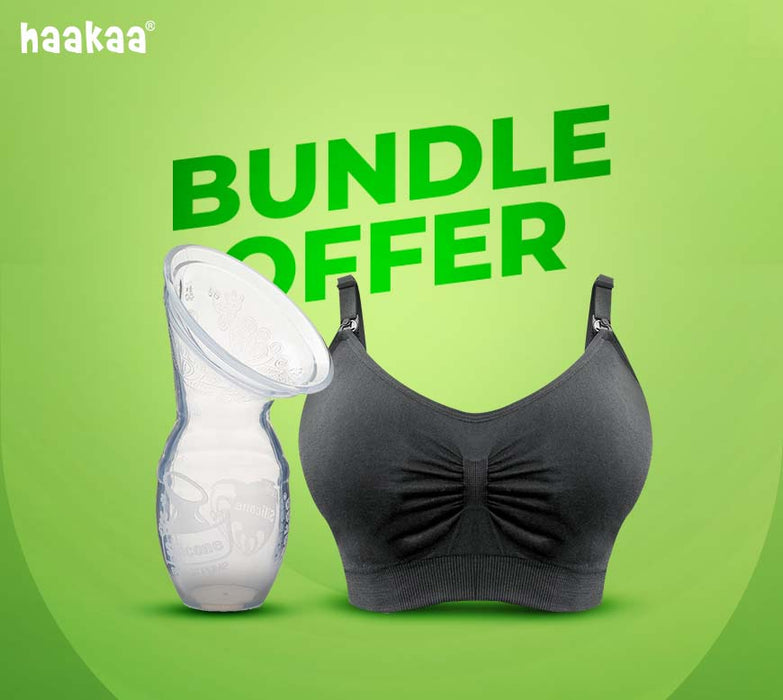 HAAKAA Gen 1 Silicon Breast Pump 100 ml – Haakaa Hands-Free Pumping & Nursing Bra – Black